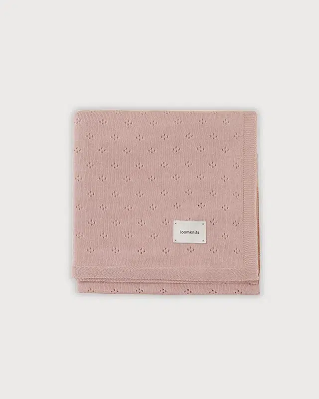 Плед детский Loomknits Пыльно-розовый ажурный (108x108) 1