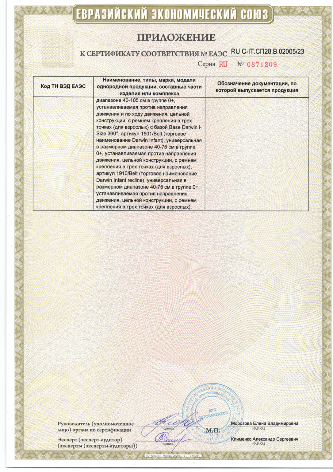 ЕАЭС RU С-CN.СП28.В.02005 23 (CAB, DARWIN......) по 19.03.25-2