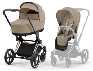 Коляска 2 в 1 Cybex Priam IV Cozy Beige рама Rosegold 27