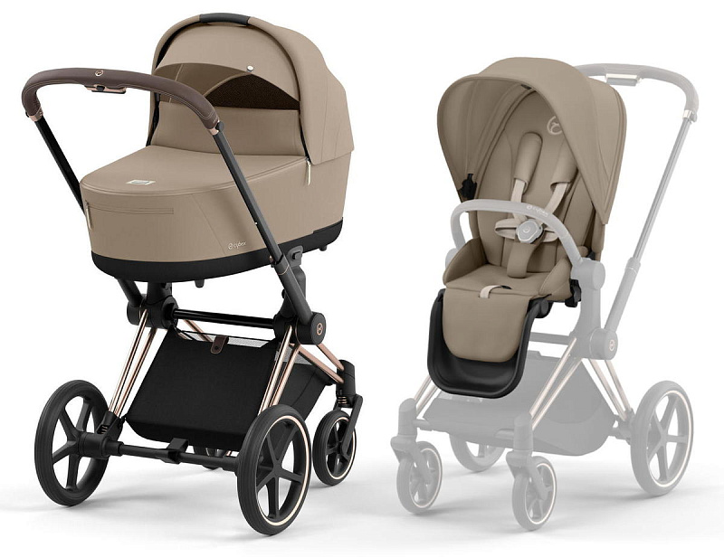Коляска 2 в 1 Cybex Priam IV Cozy Beige рама Rosegold 8