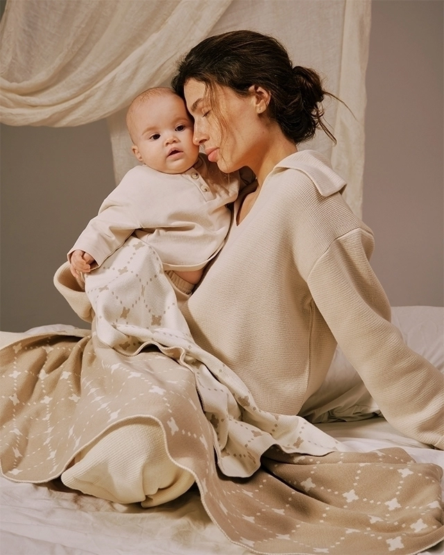 Плед детский Loomknits бежевый ромбик LW24 3