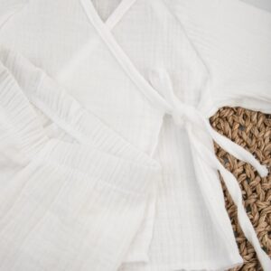 Пижама летняя для новорожденного Швейная Династия "Муслин",молоко,лето 12