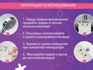 Коврик резиновый для ванны Roxy Kids антискользящий 76x45см 19