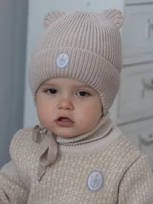 Шапка зимняя Наследник Выжанова бежевый с ушками 10