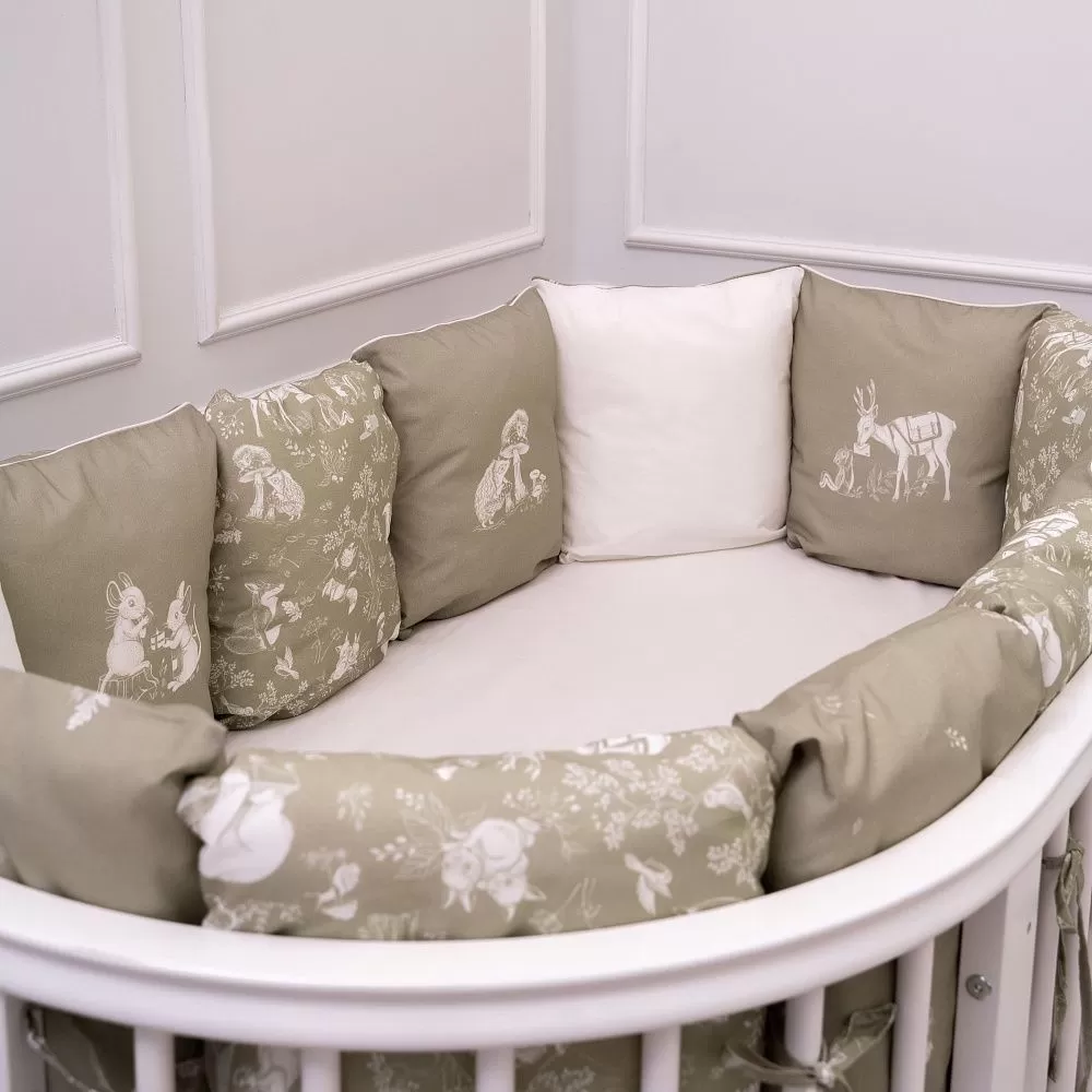 Набор Lappetti для овальной и круглой кроватки 6 предметов Лесная симфония 4