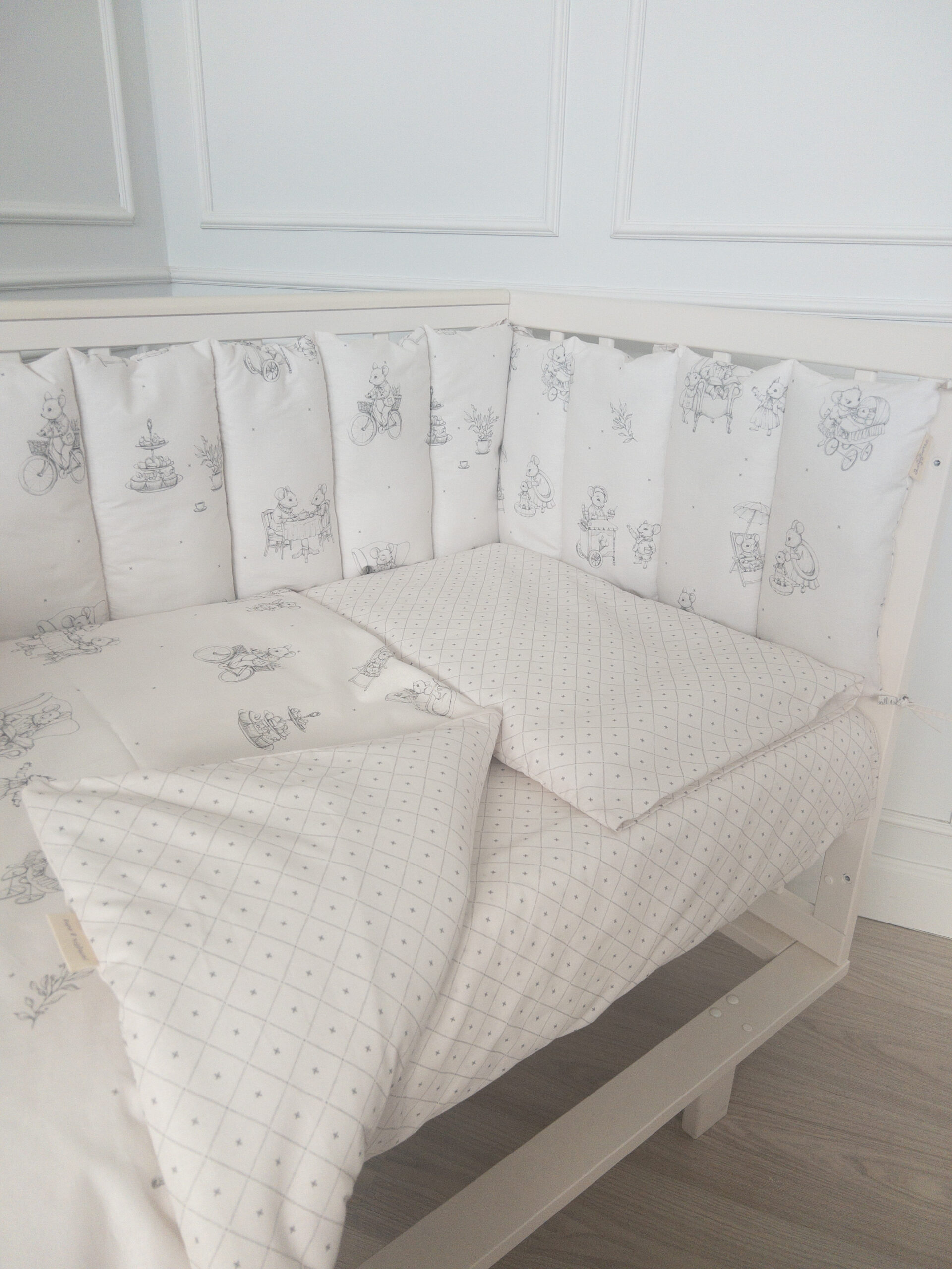 КПБ 6 предметов для прямоугольной кроватки Lappetti "Мышкины каникулы" 2
