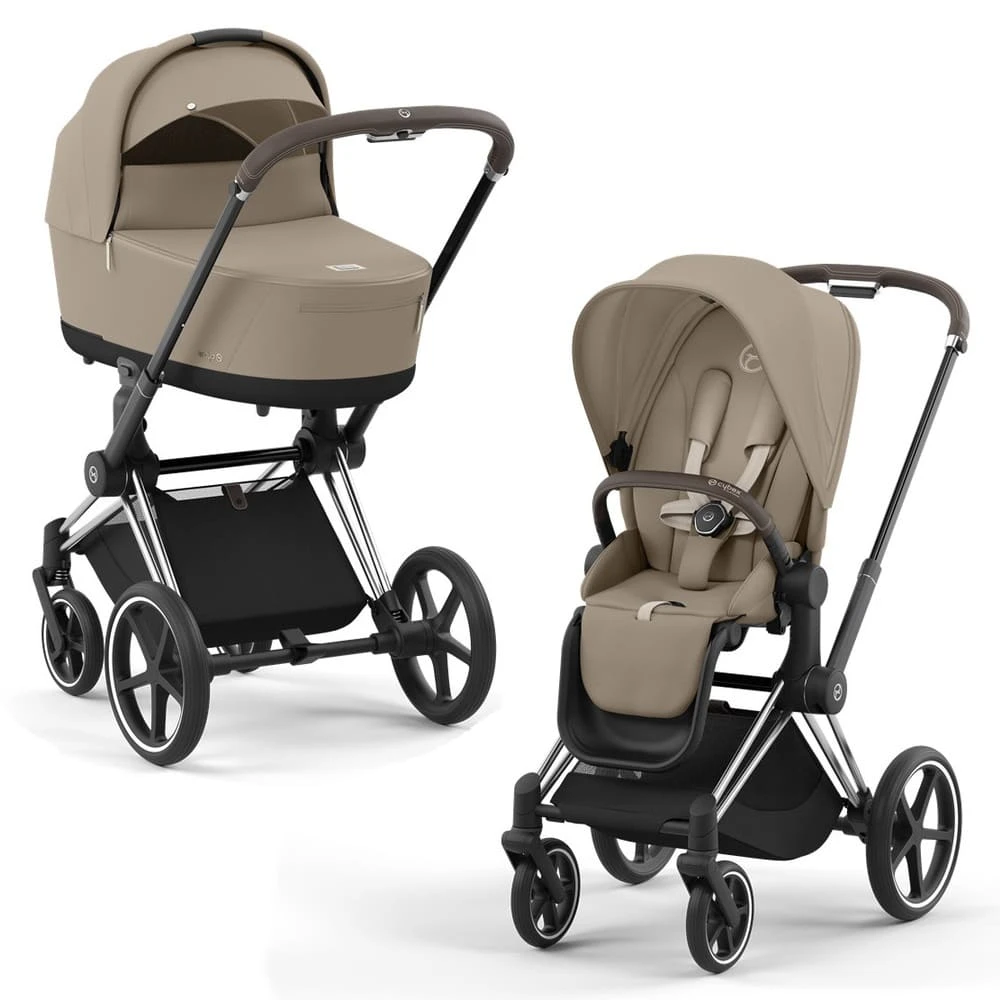 Коляска 2в1 Cybex Priam Cozy Beige рама Chrome Brown 1