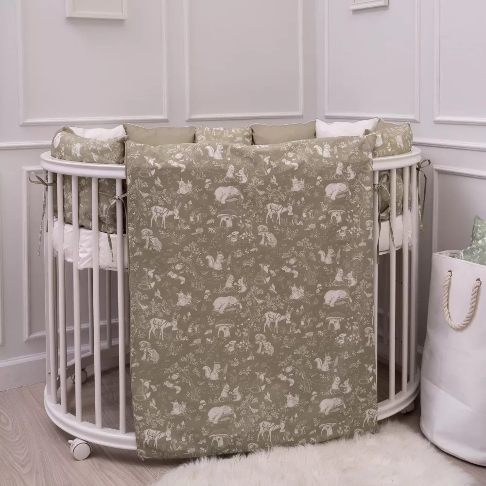 Набор Lappetti для овальной и круглой кроватки 6 предметов Лесная симфония 1