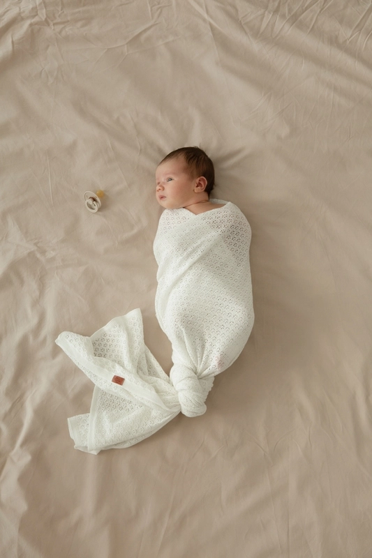 Плед детский Loomknits (100х100 см, Кремовый ажурный) 4