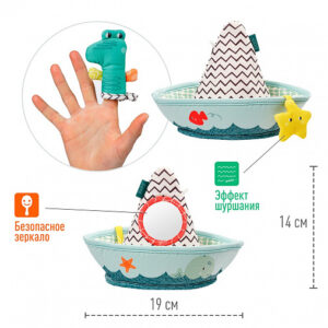 Игрушка для ванны FEHN лодка и пальчиковая игрушка Крокодил 8