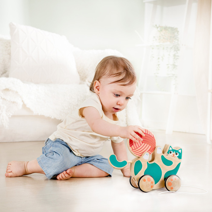 Каталка-погремушка Hape "Игривый котенок" 5