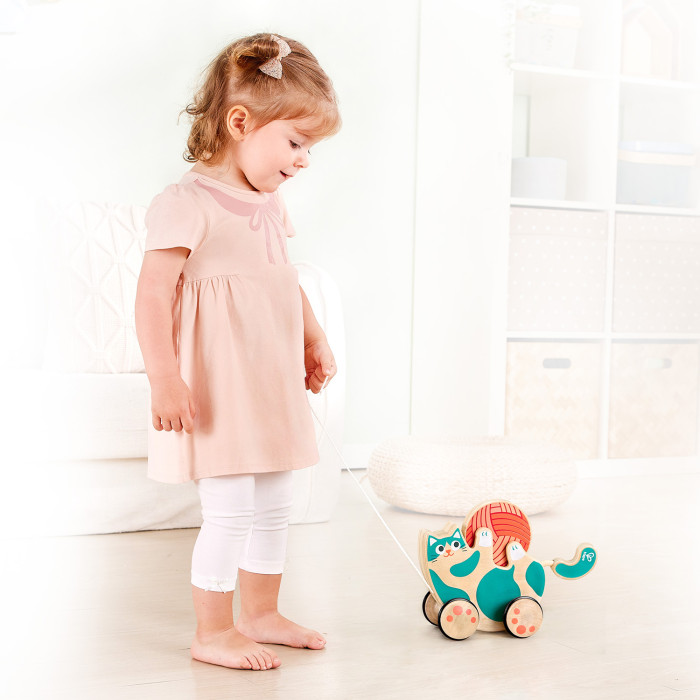 Каталка-погремушка Hape "Игривый котенок" 7