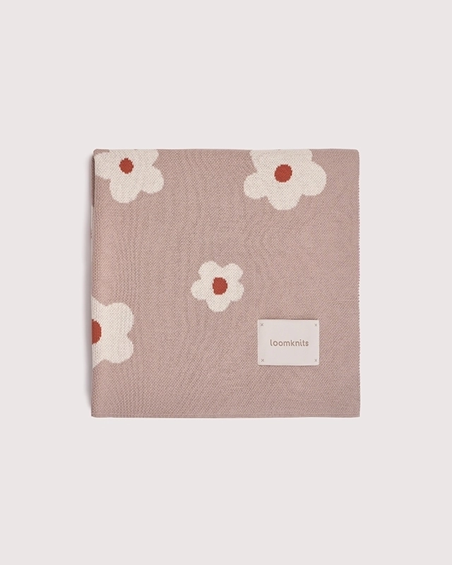 Плед детский Loomknits Пудровый цветы 1
