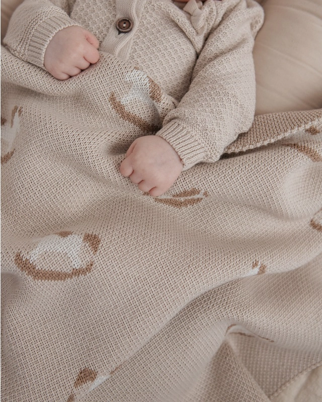 Плед детский Loomknits Топленое молоко (80x120) лошадки 3