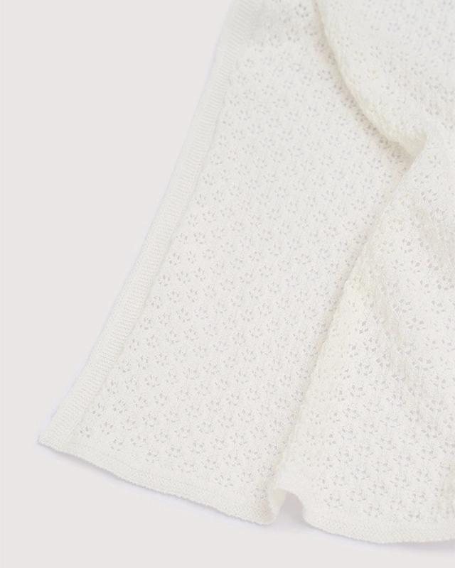 Плед детский Loomknits (100х100 см, Кремовый ажурный) 2