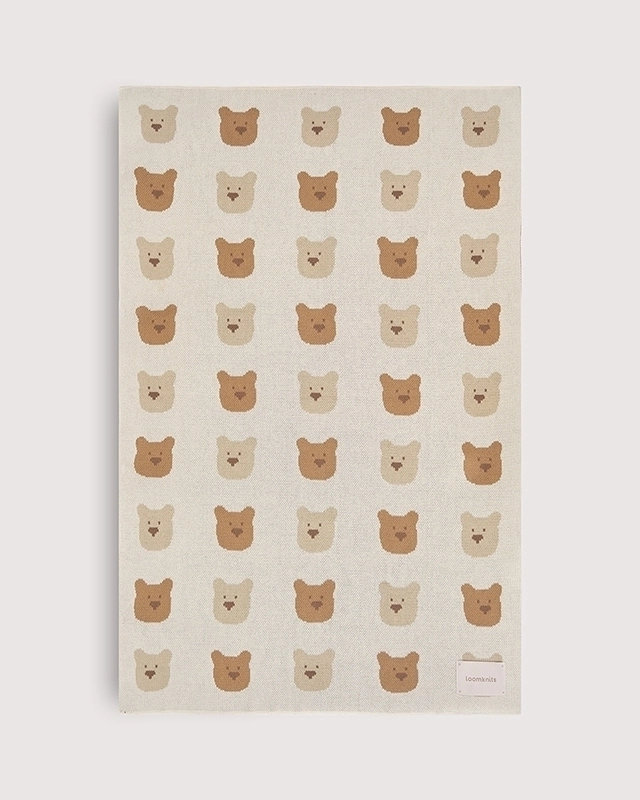 Плед детский Loomknits Экрю с медведем LW5260 2