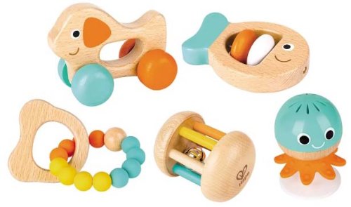 Подарочный набор игрушек погремушек Hape для новорожденных "Малышам" 3
