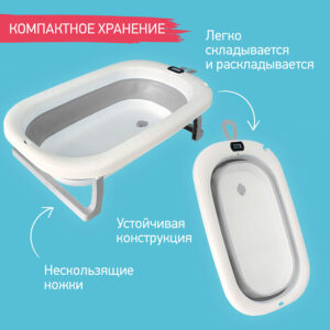 Ванночка складная Roxy Kids с термометром и матрасиком 21