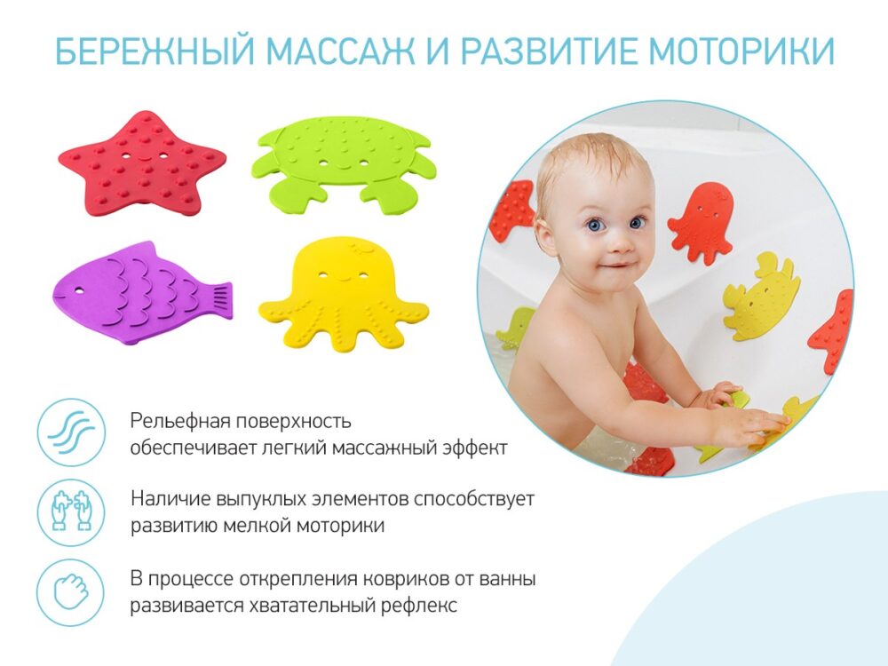 Набор игрушек для ванны Roxy Kids мини-коврики 4шт. 3