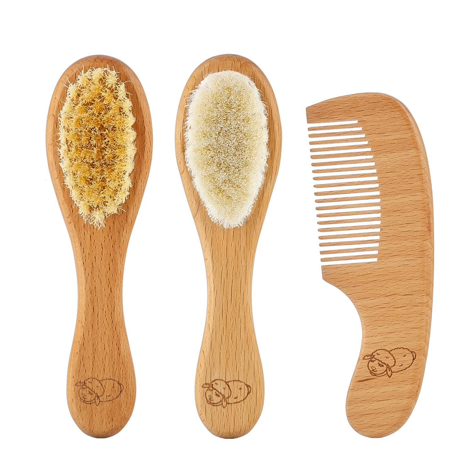 Набор 3 в 1 Roxy Kids две расчески-щеточки деревянные c мягкой щетиной и гребень 1