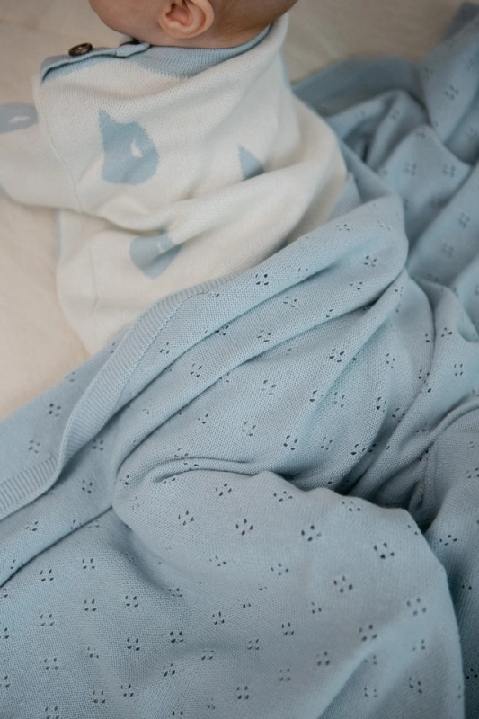 Плед детский Loomknits Небесно-серый 108х108 4