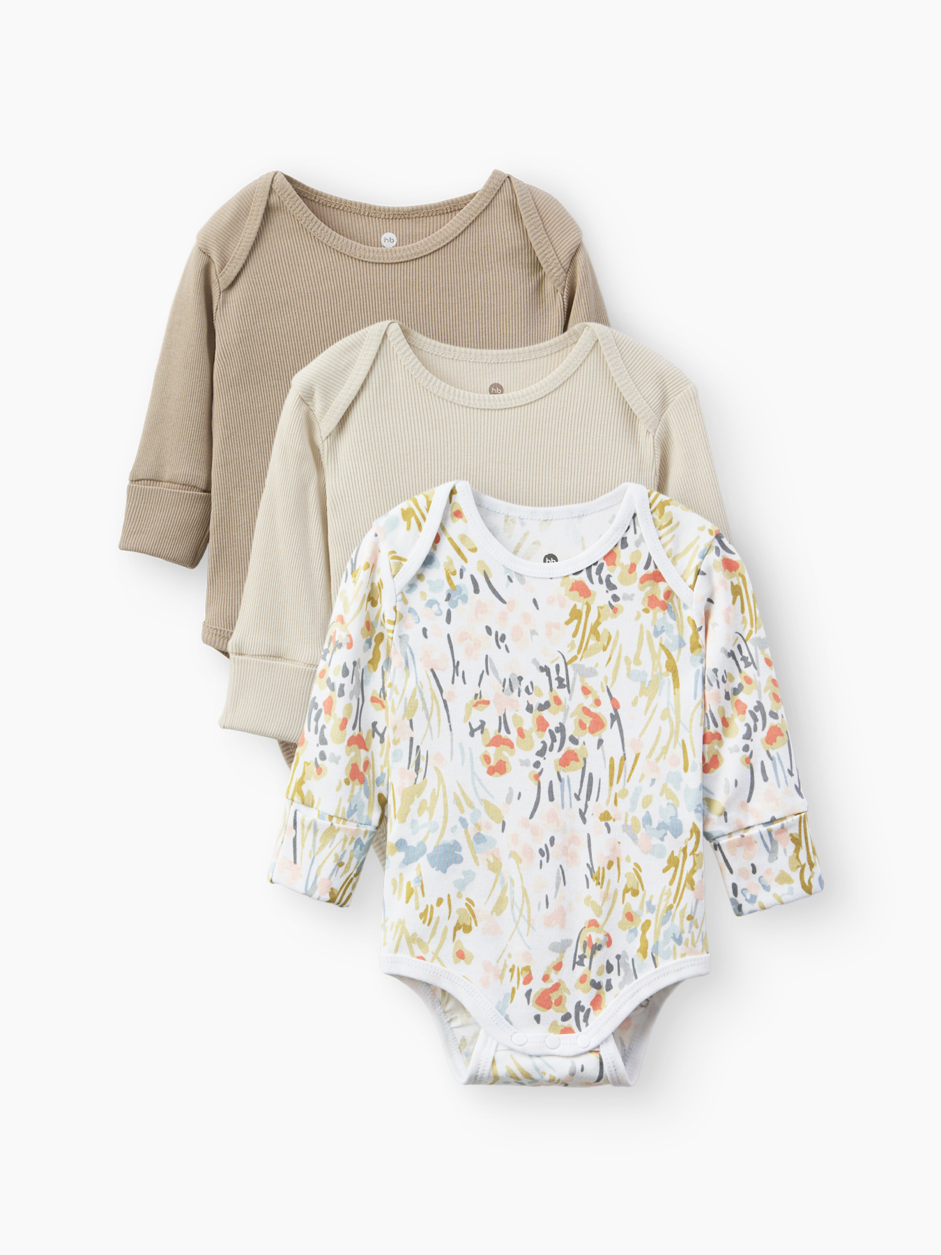 Боди с длинным рукавом детское Happy Baby (набор 3 шт.) flowers 1