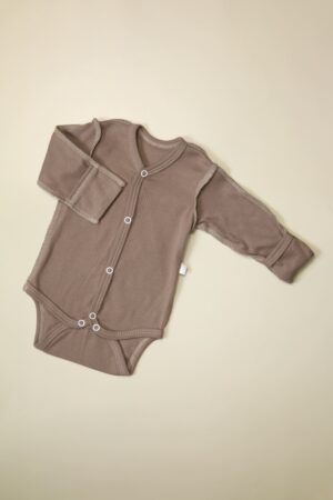 Боди MATUSHKIN прямая застежка, длинный рукав, швы наружу,интерлок-лапша, цвет капучино