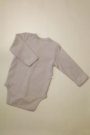 Боди MATUSHKIN прямая застежка, длинный рукав, швы внутрь, интерлок-лапша, цвет серо-бежевый