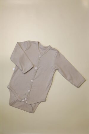 Боди MATUSHKIN прямая застежка, длинный рукав, швы внутрь, интерлок-лапша, цвет серо-бежевый