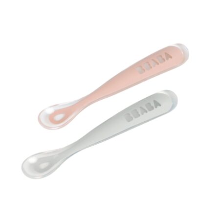 Набор эргономических ложек Beaba 2 ERGO 1ST AGE SPOONS+BOX PINK